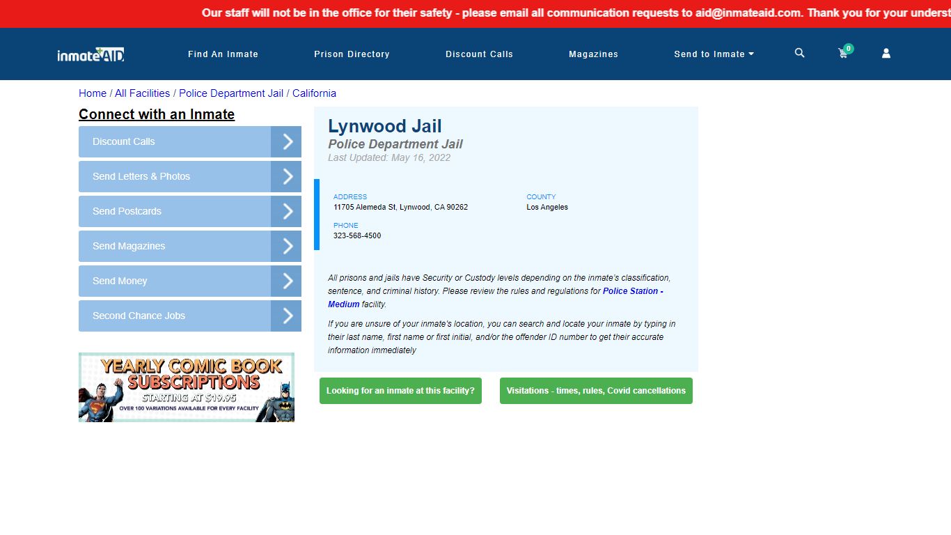 Lynwood Jail & Inmate Search - Lynwood, CA