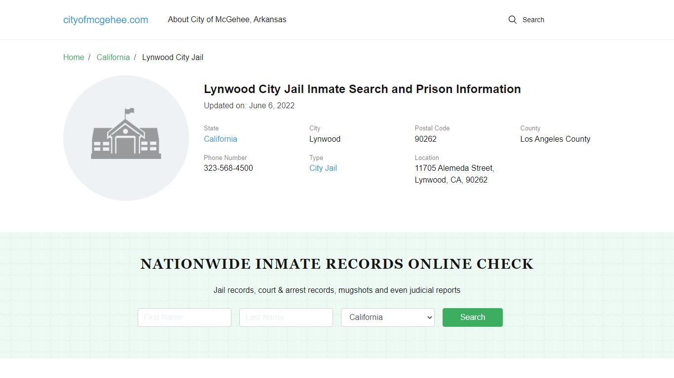 Lynwood City Jail Inmate Search, Visitation, Phone no. & Mailing ...